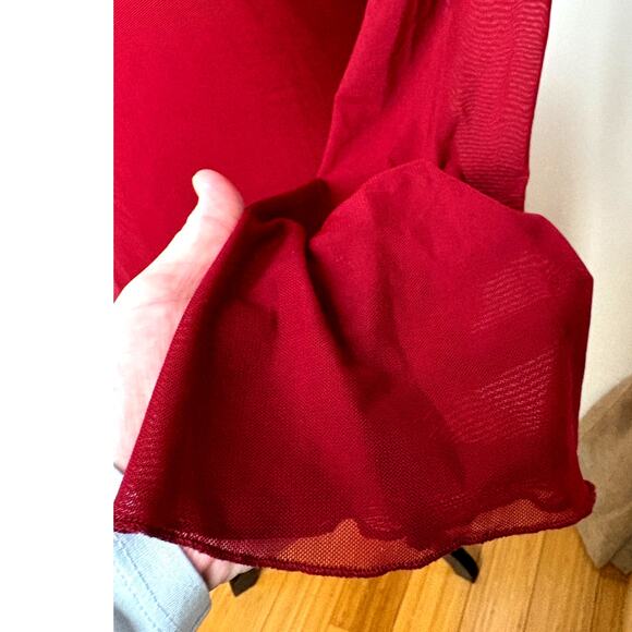 WHIMSIGOTH Women's Y2K  Red Mesh Lined Long Sleeve Backless Mini Dress Witchy M - Picture 4 of 9